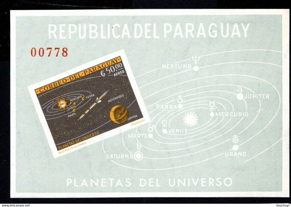 Paraguai, 1962, Espaço, Sistema Solar, Imperfurado, MNH, Michel Block 33 - Imagem 1 de 1