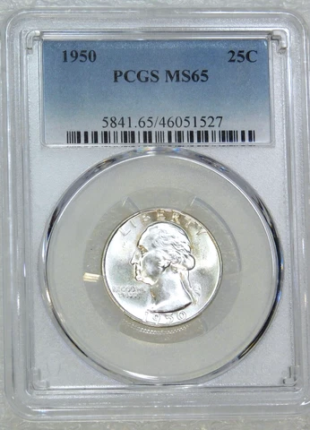1950 P Washington Silver Quarter PCGS MS65 Blast White Frosty Luster PQ #E279D Cover