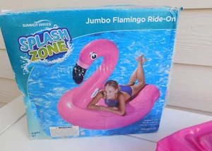 Jumbo Giant Pink Flamingo Inflatable Swimming Pool Beach Ride On Water Float Toy - Picture 1 of 6