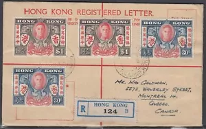 Hong Kong - 18 de febrero de 1949 cubierta registrada a Canadá - Imagen 1 de 2