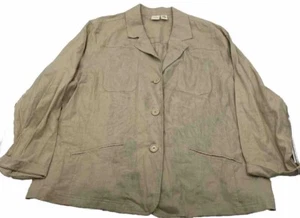 Merona Women’s Blazer Jacket, Tan, Beige, Collared, Buttons, Size 24W, Pre-Owned - Picture 1 of 6