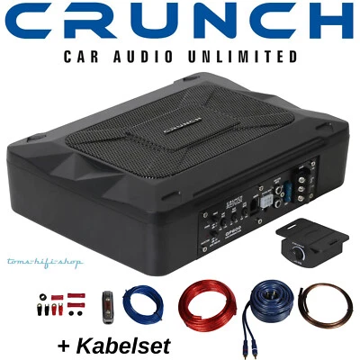 Crunch 200 Watt Untersitz-Aktiv-Subwoofer + Kabelset Aktiv Auto Verstärker GP600 - Bild 1 von 3
