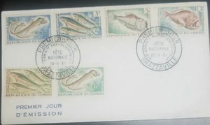 O) 1961 CONGO, FISHES- RAINBOW RUNNER-VIPERFISH-HATCHET -DEEP SEA, FDC XF - Picture 1 of 1