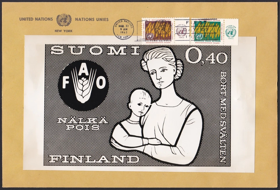 Finland Sc416 FAO, Freedom from Hunger, Mother and Child, Photo Essay FDC - Image 1 of 1