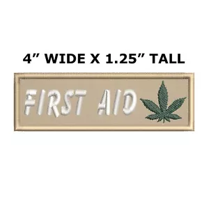 First Aid Marijuana Leaf Patch Embroidered iron-on Applique Funny Medical Badge - Picture 1 of 12