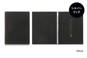 PLOTTER 5012 6-hole ring 11mm Leather Binder Liscio A5 size Black NEW JAPAN - Picture 1 of 12