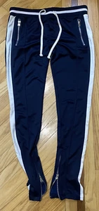 Mnml Herren Chino Jogginghose Jogginghose Gr. XL Knöchelreißverschluss Kordelzug Navy/Weiß - Bild 1 von 7