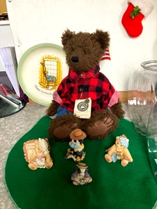 BOYDS BEAR, HAPPY MEMORIES PLATE, 4 CHERISHED TEDDIES FIGURES COLLECTION - Picture 1 of 7
