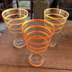 ESTILOSO JUEGO DE 3 COPAS DE CÓCTEL RAYAS NARANJAS De colección años 50 MIXOLOGÍA - Imagen 1 de 10