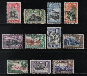 CEYLON 1935-36 KGV DEFINITIVE SET COMPLETE TO 1r SCOTT 264-274 USED - Picture 1 of 1