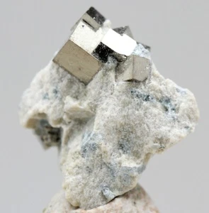 PYRITE CUBE IN MATRIX Specimen Crystal Cluster Mineral SPAIN w/ ID card - Picture 1 of 9