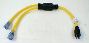 3 Foot 30-Amp 10 AWG Generator Splitter Extension Cord L14-30R To (2) 5-20R - Picture 1 of 6