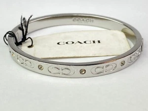 COACH Signature Logo Silver Tone Bangle Bracelet w/Orig. Tag - Picture 1 of 11