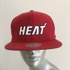 Miami Heat Mitchell & Ness Nba Crimson Classic Red Snapback Hat Flat Cap Wool