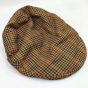 D577 BARBOUR COTSWOLD FLAT CAP BROWN HERRINGBONE CHECK SIZE 7 - Picture 1 of 4