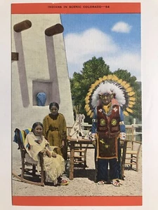 1940 Indians In Scenic Colorado Postcard - Picture 1 of 2