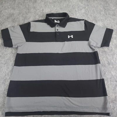 Under Armour Polo XL Gray Black Colorblock Short Sleeve HeatGear Polyester Golf - Image 1 of 4