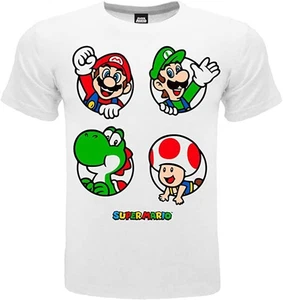 SUPER MARIO T-Shirt Maglietta BIANCA MARIO LUIGI YOSHI TOAD NINTENDO - Picture 1 of 10