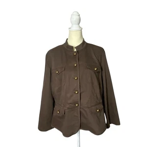 Vintage Talbots Stretch Brown Button Front Lightweight Jacket Womens Size Medium - Picture 1 of 15