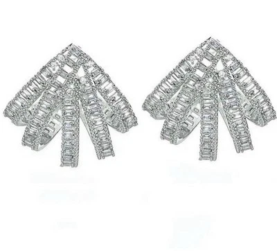 Pendientes para mujer enchapados en oro blanco con garra hechos con cristal de Swarovski joyería nupcial Foto 1 de 4