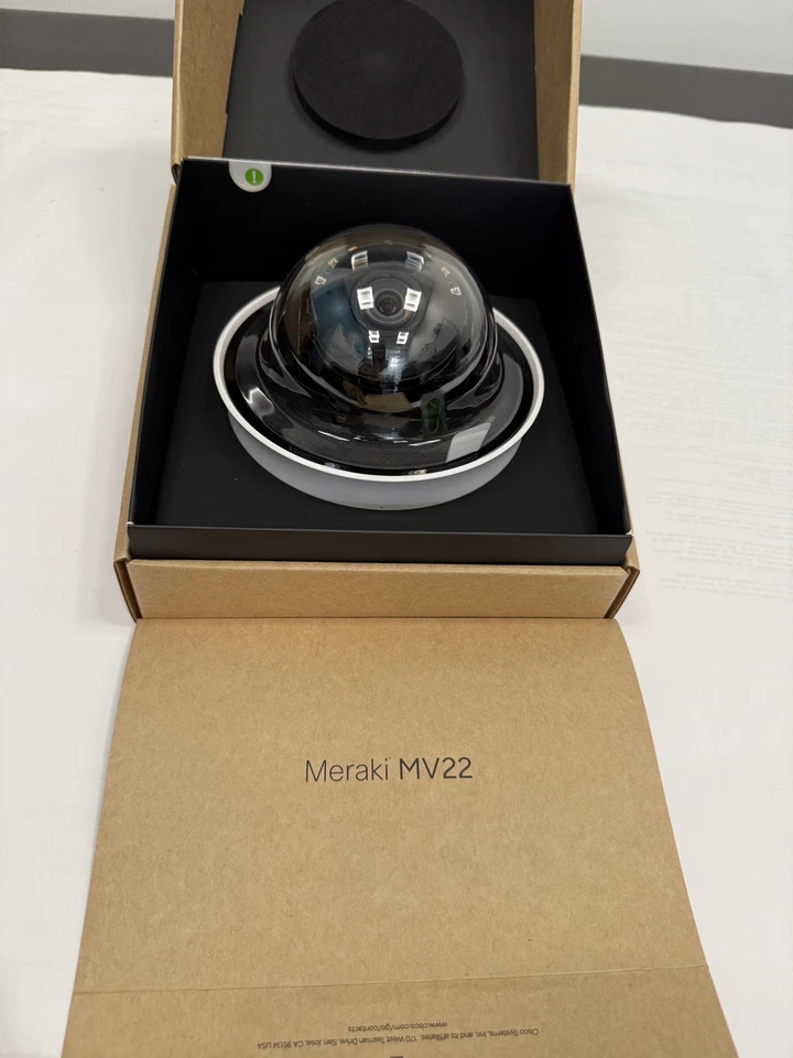 Cisco Meraki MV22-HW Indoor Verifocal IP Security Dome Camera Unclaimed - Image 1 of 3