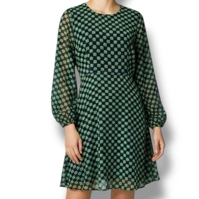 Vestido Vintage Años 60 Mod Pop Flor Verde Azul Transparente Rillowy Talla M Foto 1 de 4