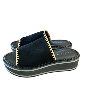 Clergerie Paris Cessy Black Suede Slip On Open Toe Wedge Mule NEW Size 9.5 - Picture 1 of 12