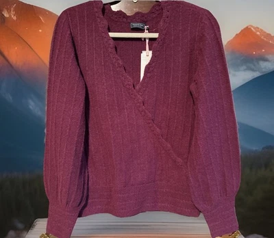 NWT Vineyard Vines Women Alpaca/ Wool Blend Wrap Dark Plum Sweater,Sz.M, $188.00 - Image 1 of 4
