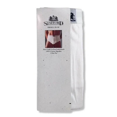 Vintage Mens Stafford Small Full Cut Brief with Pouch White Blue Gray USA - Image 1 of 4