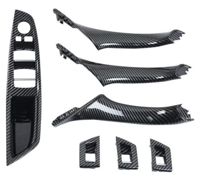 Carbon Fiber Inner Door Panel Handle Pull Trim Cover For 10-16 BMW 5 520 F10 F11 Foto 1 de 4