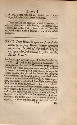 Some Remarks on the Several Accounts of the fiery Meteor and Other Such Bodies - Image 1 of 2