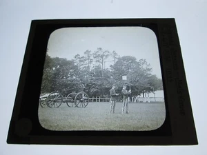 LATE 1800s LANTERN SLIDE, "SIGNAL-SERVICE, STATE CAMP, PEEKSKILL, N.Y.  1893" - Picture 1 of 2