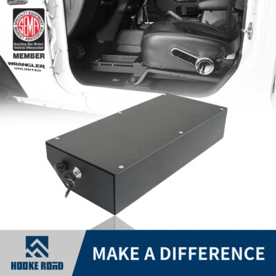 Caja de almacenamiento de acero debajo del asiento del conductor con bloqueo para Jeep Wrangler JK 11-18 4D 07-10 Foto 1 de 4