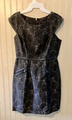 Vestido para mujer CYNTHIA STEFFE talla 8 negro/gris sin mangas con imitación de cuero Foto 1 de 4