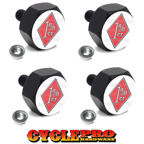 4 Black Billet License Plate Frame Hex Bolts For Harley  - 1%ER PERCENT WSR Foto 1 de 1