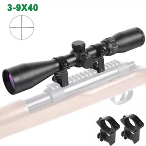 3-9x40 Tactical Riflescope HD Purple Lens Crosshair Optical Sights w/Rail Mount - Picture 1 of 9