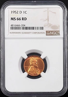 1952 D Lincoln Cent certified MS 66 RD by NGC! - Image 1 of 4