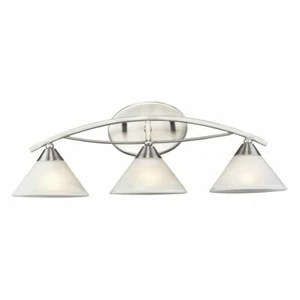 3 Light Vanity Lamp in Satin Nickel with Quality White Swirl Glass - Picture 1 of 3