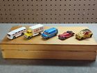 Vintage Tomica lot, Ford Truck, Chevy Van, Fuji Bus, Morgan, Renault "Elf"
