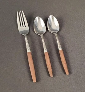 Interpur INR2 Edelstahl 2 Teelöffel + 1 Tafelgabel braun Kunstholzgriff - Bild 1 von 5