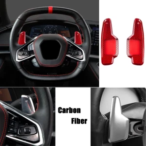 Red Carbon Fiber Car Steering Wheel Paddle Shifter For Chevrolet Corvette C8 Z51 - Picture 1 of 8