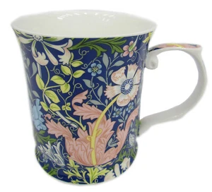 Fine Bone China William Morris Dark Blue Flowers Coffee Mug w Handle Cup 415cc - Bild 1 von 1