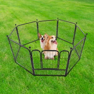 8 Panel Dog Playpen Metal Kennel Exercise Fence Heavy Duty Outdoor 23.6" H+Lock - Picture 1 of 12