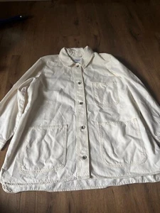 Old Navy Women's Oversized Workwear Button Shacket Cream White Size 3X - Picture 1 of 7