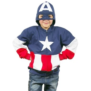 New Marvel Boys' Captain America Hooded Sweatshirt - Blue - Size: X Large (B) - Picture 1 of 6