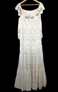 Boston Proper Muschel verziertes Häkel Strand Boho Maxikleid Gr. L - Bild 1 von 12
