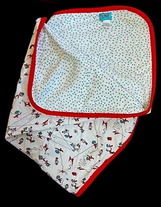 Dr. Seuss Nursery Bumkins Baby Blanket Cotton Knit  26” x 26”VGUC White Red Blue - Picture 1 of 5