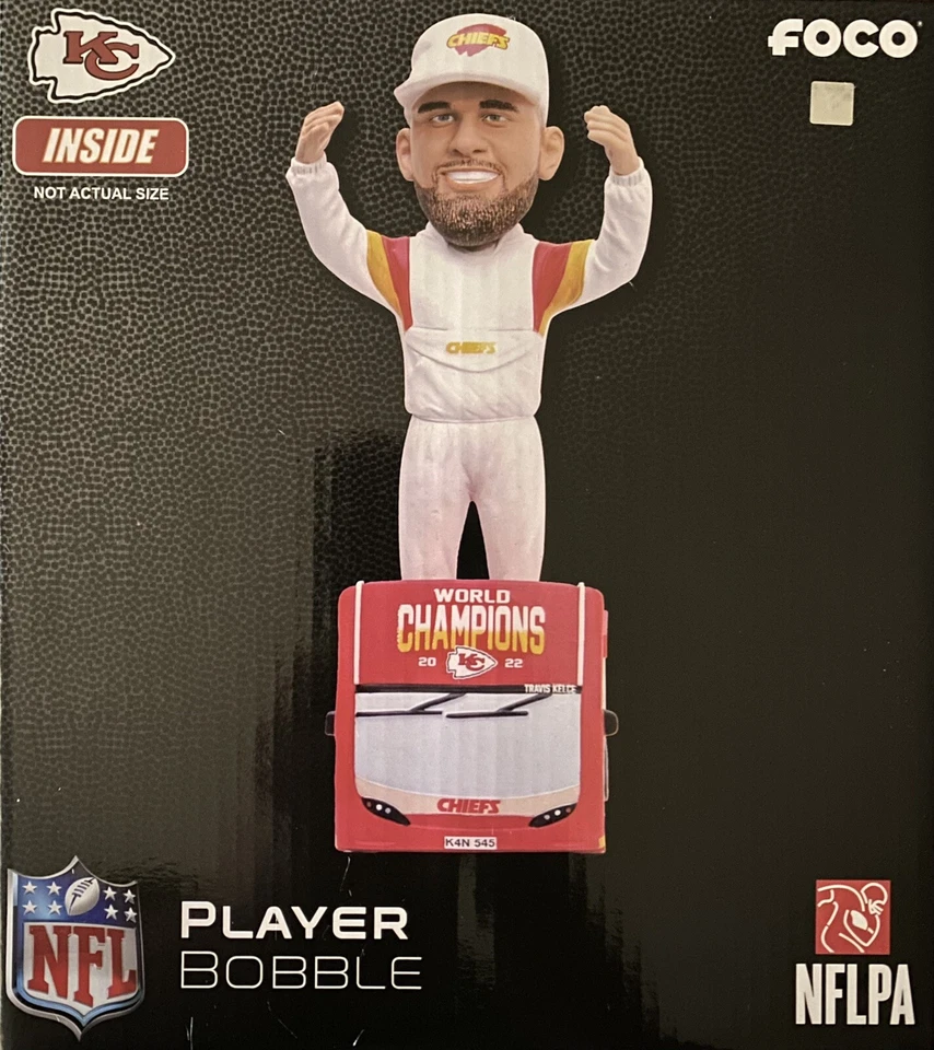Travis Kelce KC Chiefs Super Bowl LVII Champions Parade Bus Bobblehead No/157 - Изображение 1 из 1