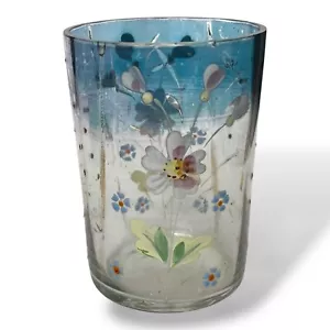 Viktorianischer Moser? Bohemian Art emailliertes Kristall Saftglas *WIE BESEHEN* - Bild 1 von 9