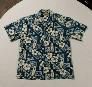 Camisa Hawaiana Winnie Moda Para Hombre Vintage Hecha en Hawai Estampado Azul, Talla L - Imagen 1 de 12